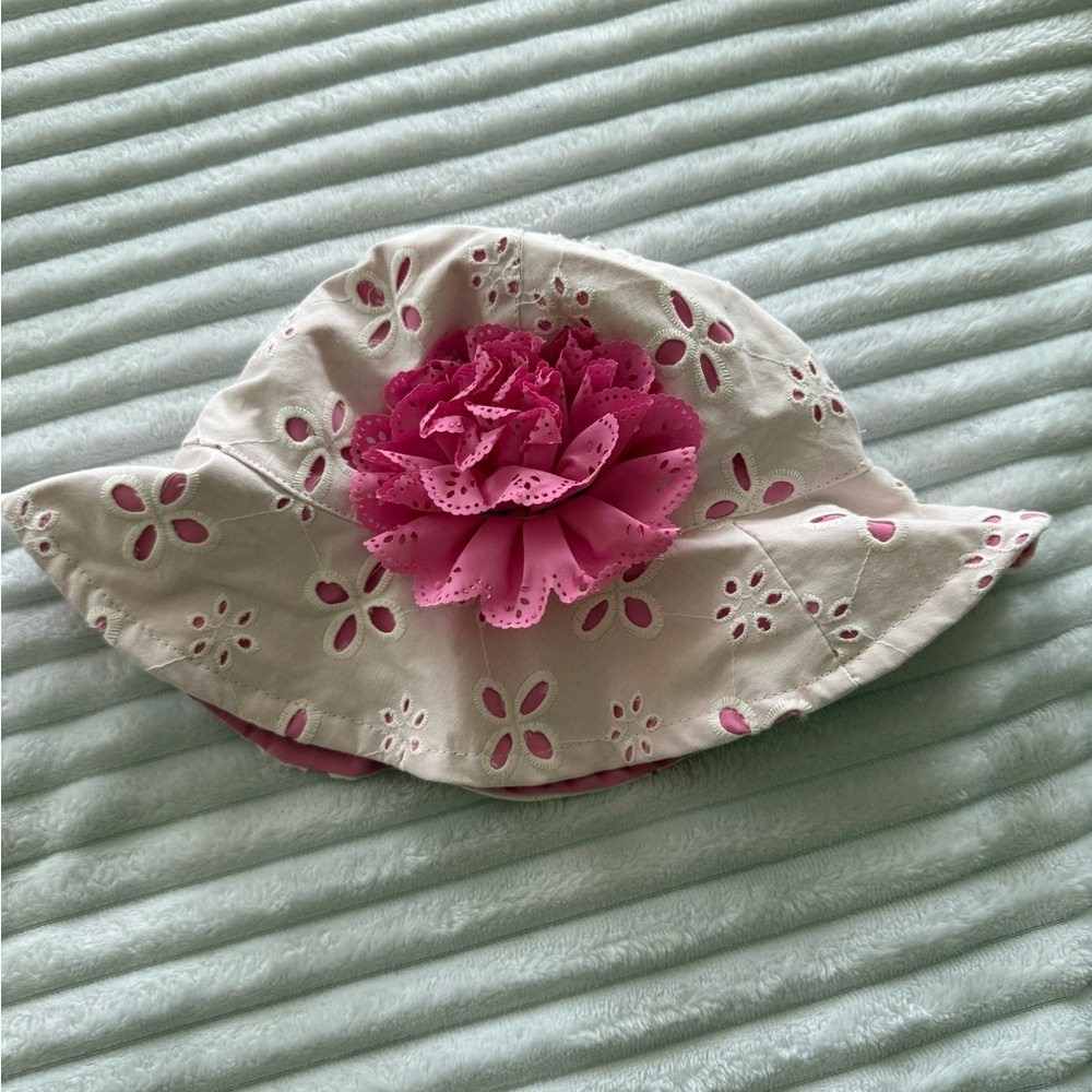Kids Floral and Eyelet Hats - Blue and Pink - Picture 3 of 11